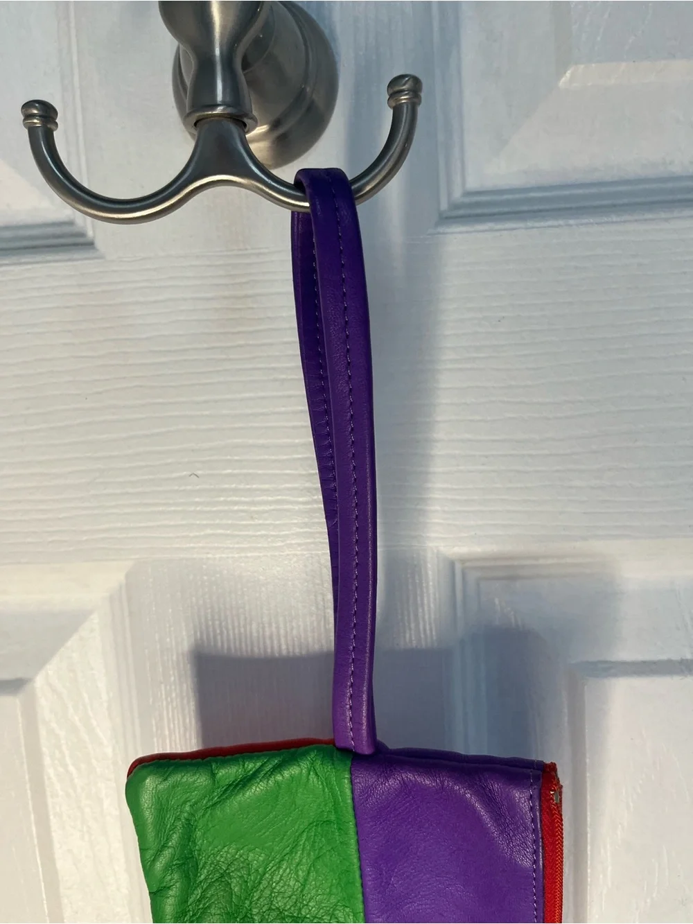 Mark Cross Vintage Colorblock Leather Wristlet Clutch Multicolor Retro 80s Rare